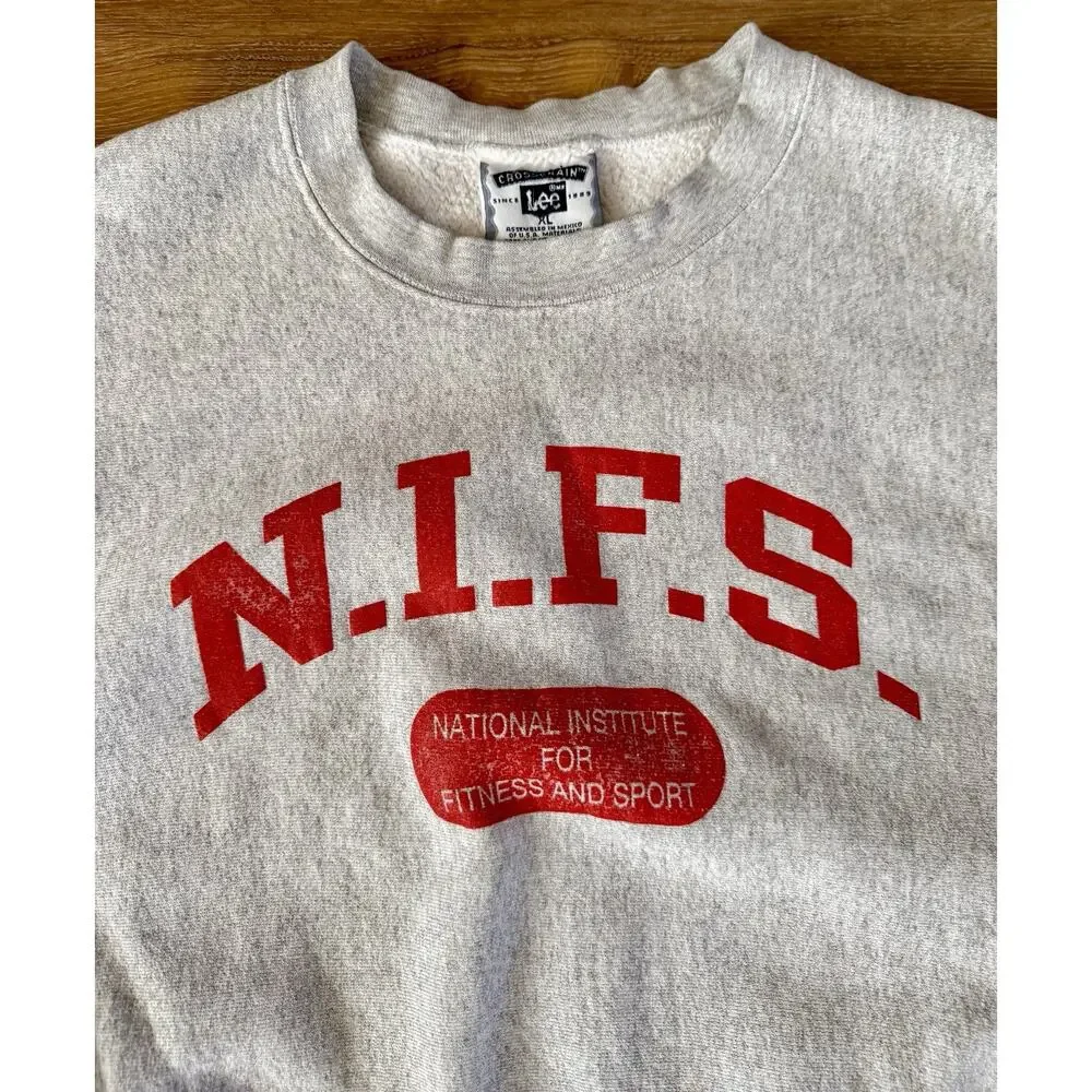 Vintage 90s Lee‎ Cross Grain Mens Gray N. I. F. S. Sweatshirt Size XL GUC